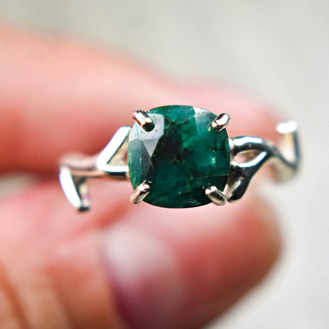 Natural Emerald Branch Ring