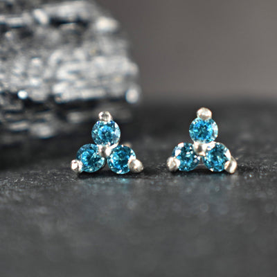 Tri-Cluster Aquamarine Earrings