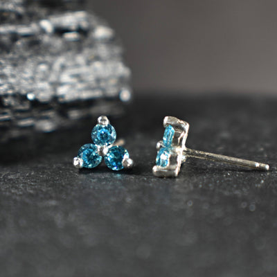 Tri-Cluster Aquamarine Earrings