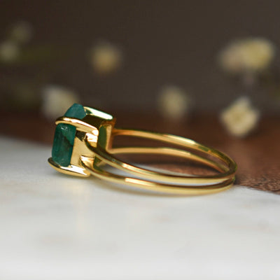 Hexagon Emerald Ring