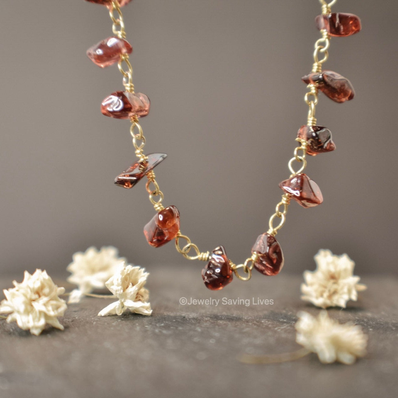 Raw Garnet Beaded Necklace