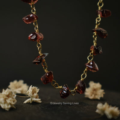 Raw Garnet Beaded Necklace