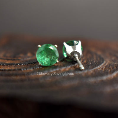 Faceted Natural Emerald Doublet Earrings