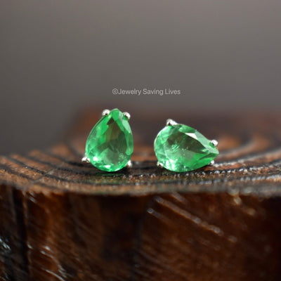 Teardrop Natural Emerald Doublet Earrings