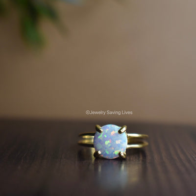 Fire White Opal Ring