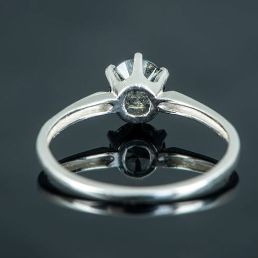 Salt and Pepper Diamond Solitaire Ring
