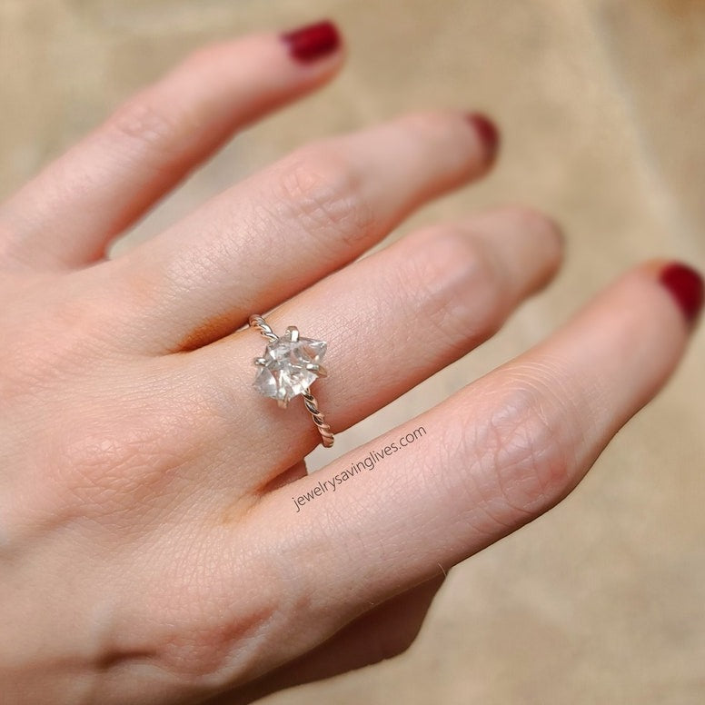 Twisted Herkimer Diamond Ring