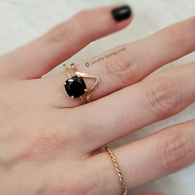 The Asher - Natural Onyx Ring & Accent Band Set