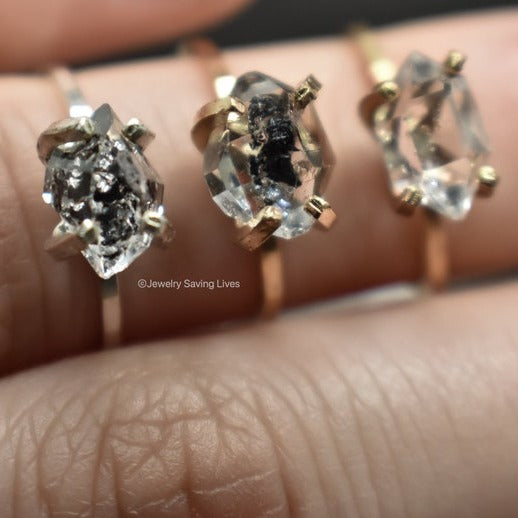 Horizontal Herkimer Diamond Ring