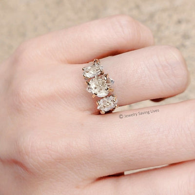 Three Stone Herkimer Diamond Ring