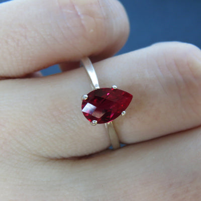 Faceted Teardrop Ruby Ring