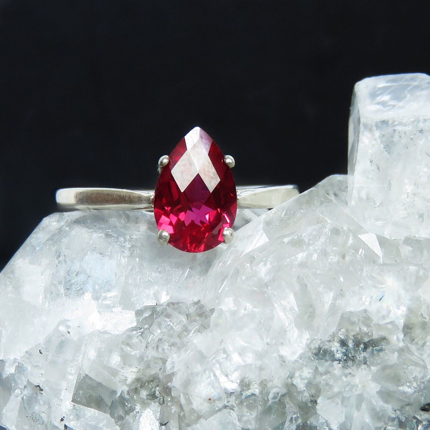 Faceted Teardrop Ruby Ring