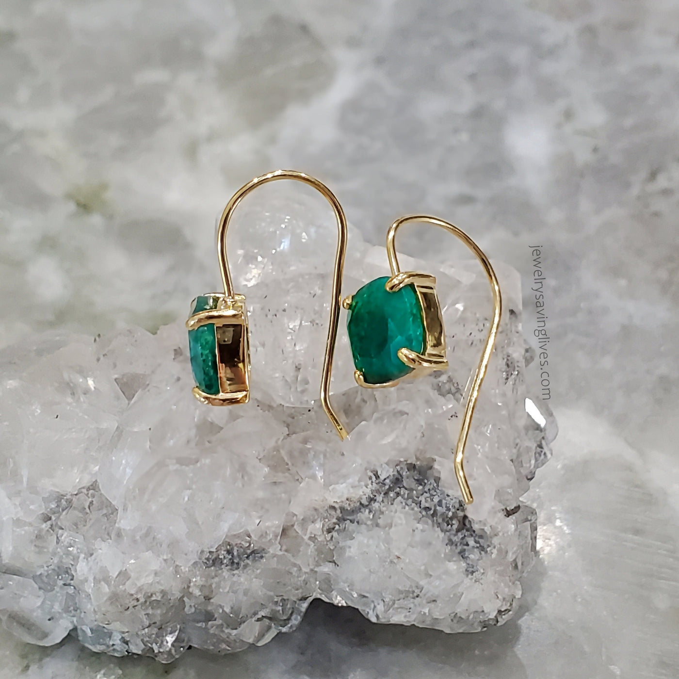 The Ashera - Natural Emerald Dangle Earrings