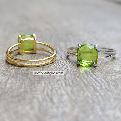 The Asher (double band) - Natural Peridot