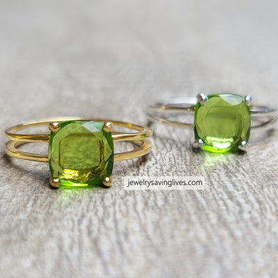 The Asher (double band) - Natural Peridot