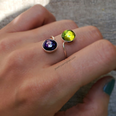 Peridot and Sapphire Ring