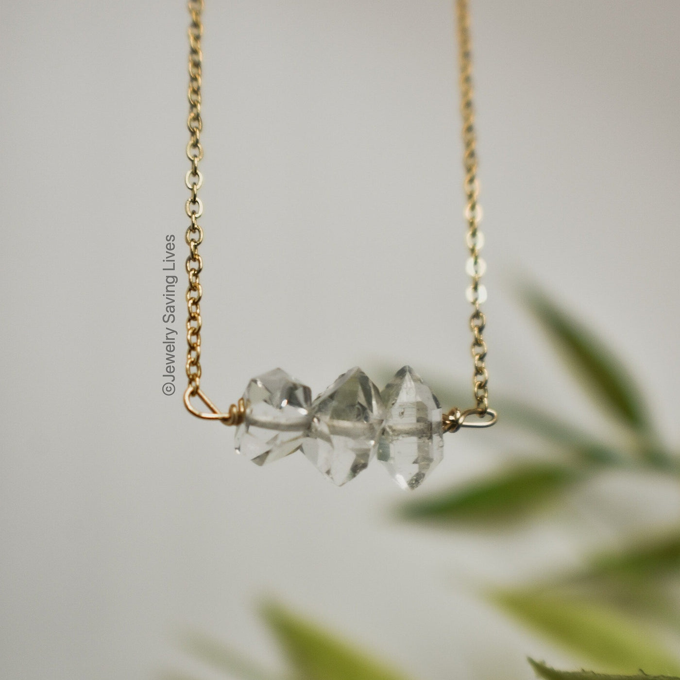 Herkimer Diamond Bar Necklace