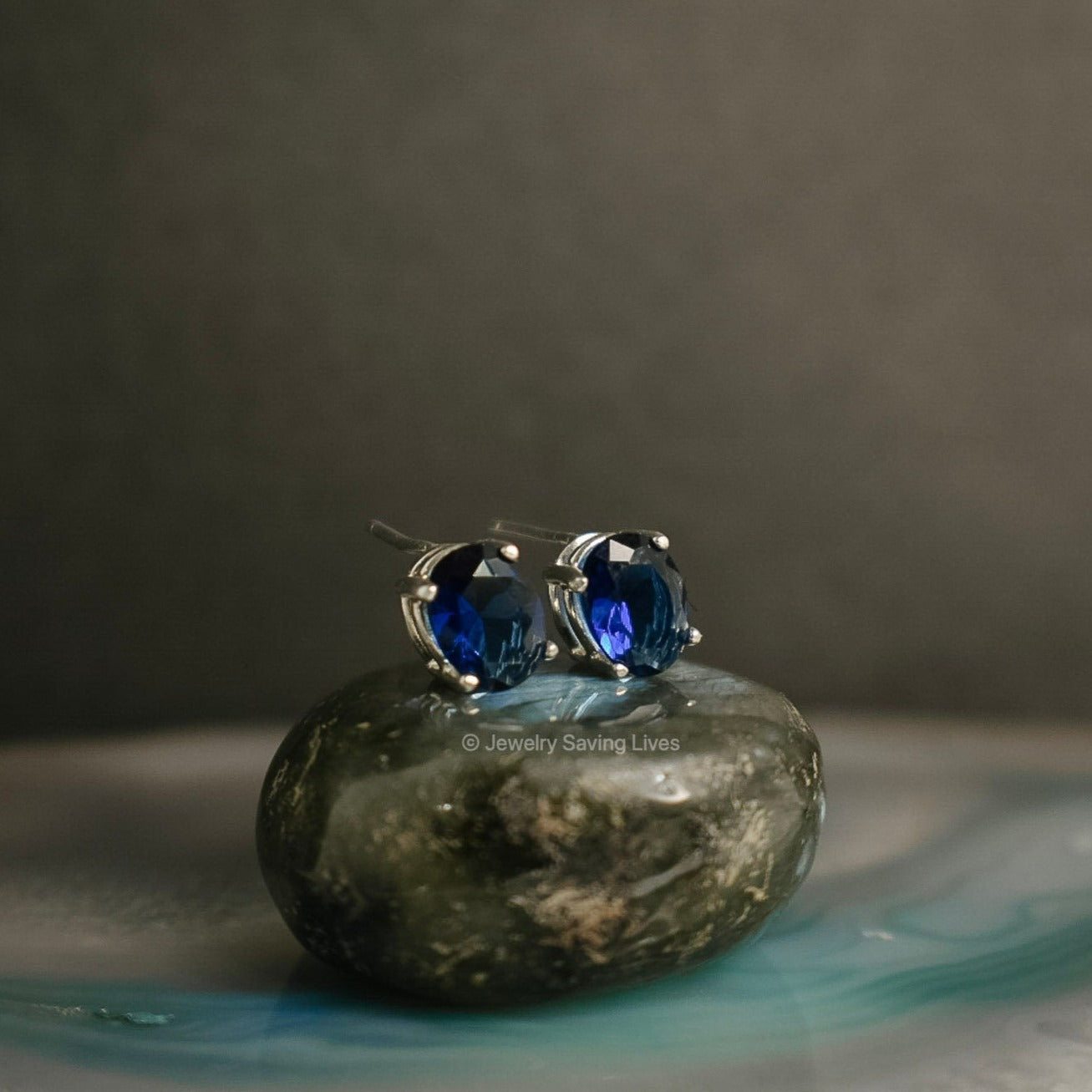 Faceted Oval Sapphire Stud Earrings