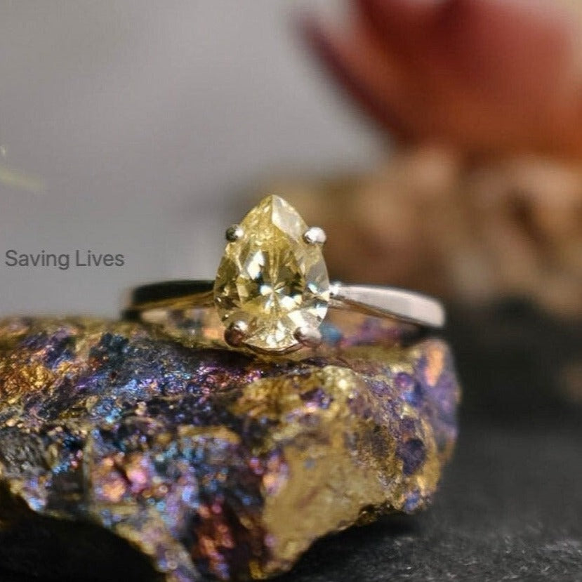 Teardrop Yellow Sapphire Ring
