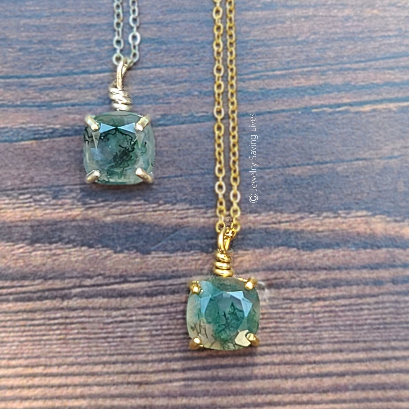 The Ashlynn- Natural Moss Agate Necklace